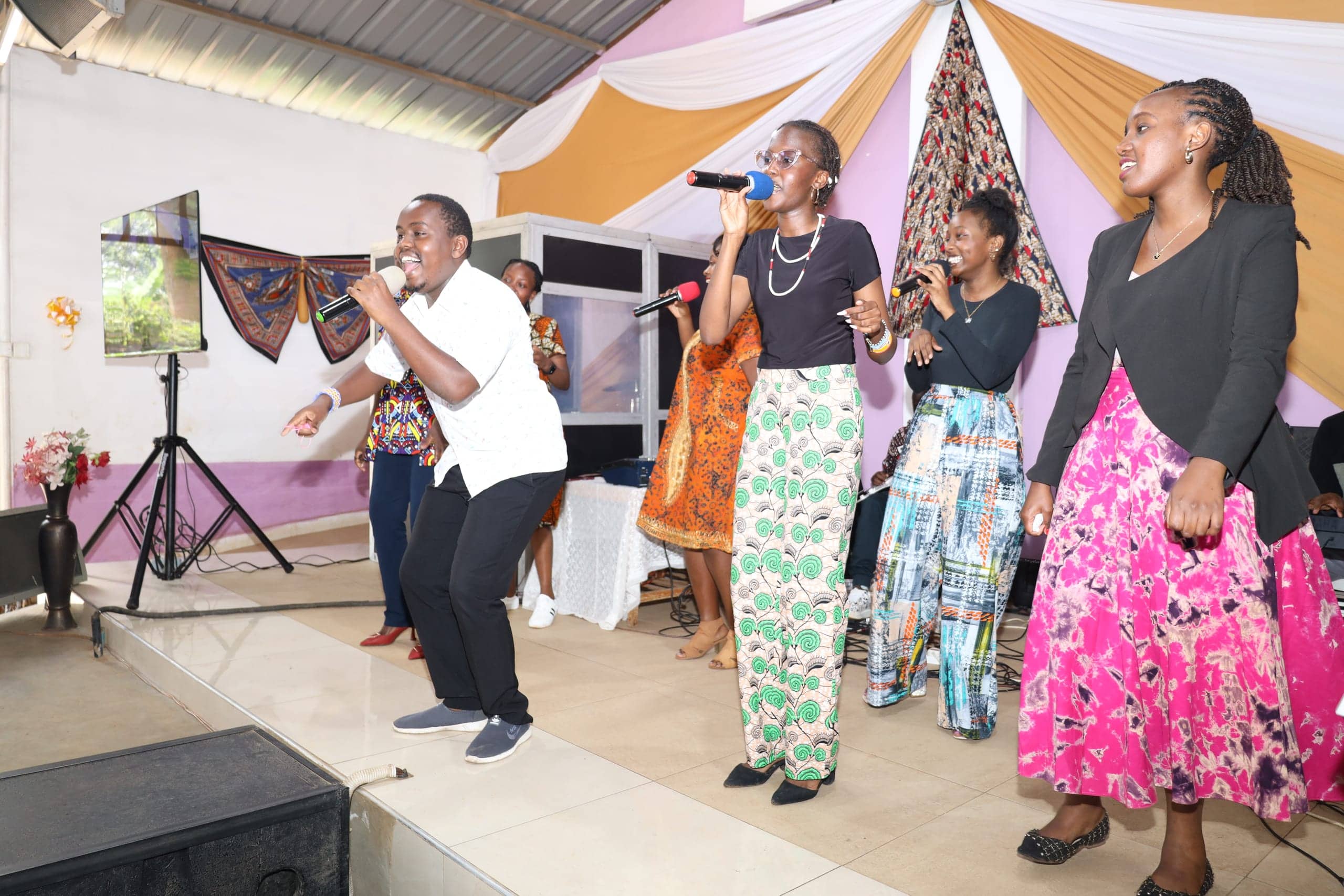 The worship team leading praise